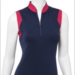 Izod 1/4 Zip Green and Navy Golf Shirt Size M